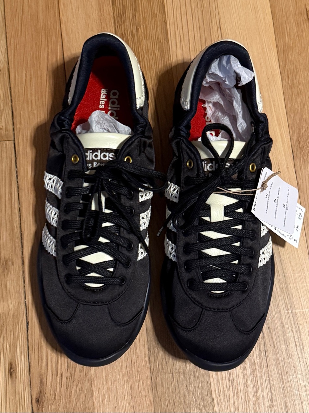 Wales Bonner/ Adidas NWT Black satin Karintha sneakers